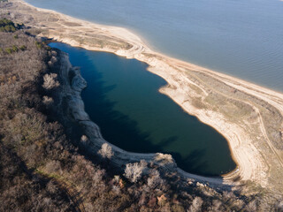Aerial view of Pyasachnik (Sandstone) Reservoir, Bulgaria