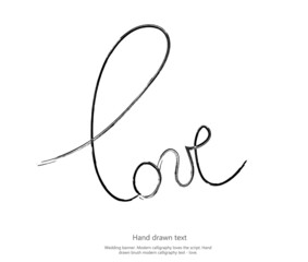 Obraz premium Modern calligraphy. Modern calligraphy text, hand drawn with a brush - love. This is a logo. 