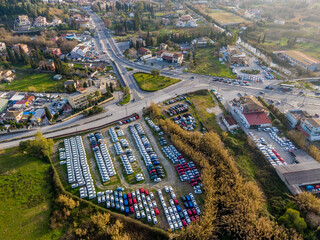 droen view of parking in corfu greece