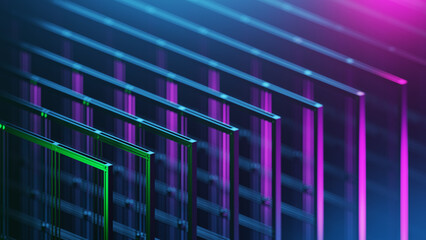 3D illustration in sci fi and technology style. 3D rendering.