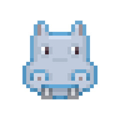 Pixel Illustration of a hippo's head