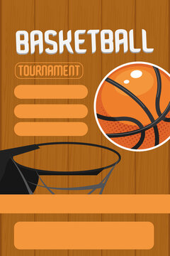 basketball tournament lettering and basket