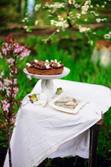 Easter chocolate cheesecake.traditional easter pastries.