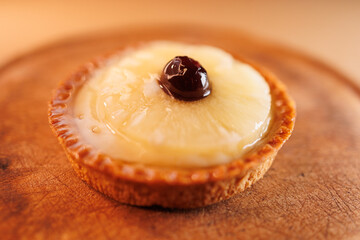 Round sweet pastry closeup