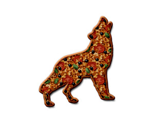 German Shepherd wolf symbol Pizza icon food logo illustration
