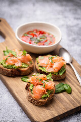 Salmon avocado keto sandwiches on healthy seed buns.