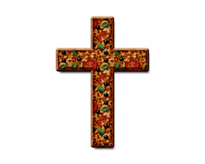 Christian Jesus Cross symbol Pizza icon food logo illustration