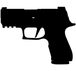 P320 XCOMPACT 9 mm handgun, pistols for police and army, special forces. Realistic silhouette - obrazy, fototapety, plakaty