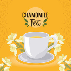 chamomile tea lettering with cup