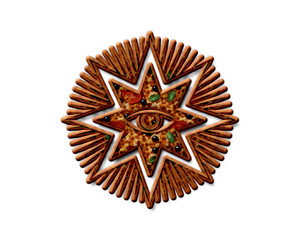 All Seeing Eye, illuminati symbol Pizza icon food logo illustration