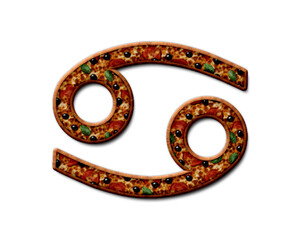 Cancer Zodiac Astrology symbol Pizza icon food logo illustration