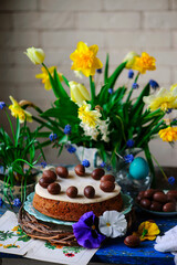 Easter simlel cake.traditional easter pastries.