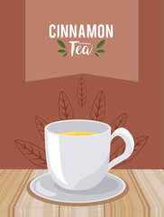 cinnamon tea lettering with cup