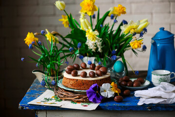Easter simlel cake.traditional easter pastries.
