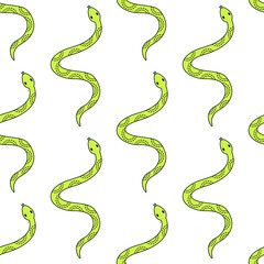 Snakes green pattern. Reptile green