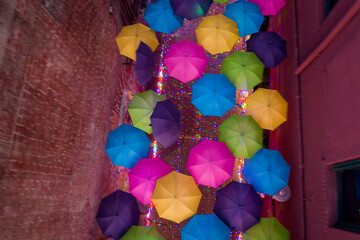 Fototapeta na wymiar City umbrella art display