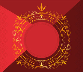 golden monogram red background