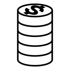 Money Coin Stack Flat Icon Isolated On White Background