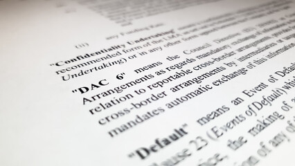 DAC6, a European Union directive on cross-border tax arrangements, defined in a document as an EU tax policy concept