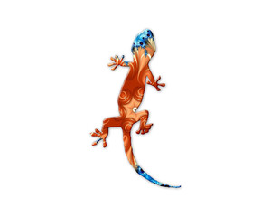 Lizard Gecko reptile symbol Mandala psychedelic icon chromatic logo illustration