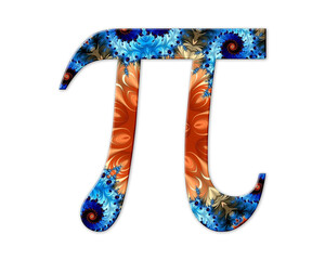 Pi Symbol, Math Ratio symbol Mandala psychedelic icon chromatic logo illustration - obrazy, fototapety, plakaty