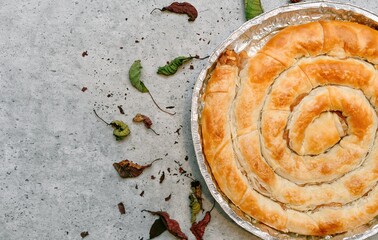 Spiral apple pie. Burek pie