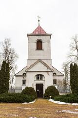 Fototapeta na wymiar Balgale lutheran church on a winter day, Latvia.