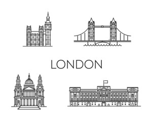 Fototapeta premium London architecture line skyline illustration.