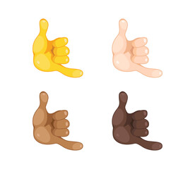 Call Me Hand emoji gesture vector isolated icon illustration. Call Me Hand gesture icon. All skin tones