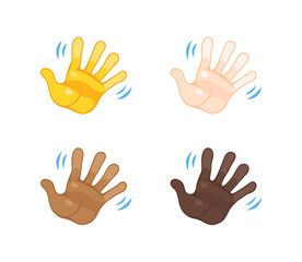 Waving hand emoji gesture vector isolated icon set illustration. Waving hand gesture icon set