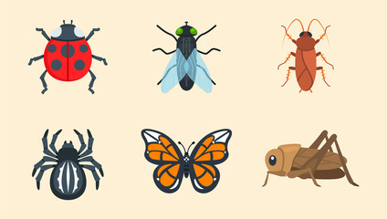 Insect animal vector icon set. Insect emoji set