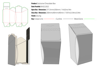 Exclusive Chocolate Box packaging design template gluing die cut - vector