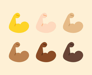 Biceps Gesture Icon. Biceps hand emoji. Biceps sign. All skin tone gesture emoji