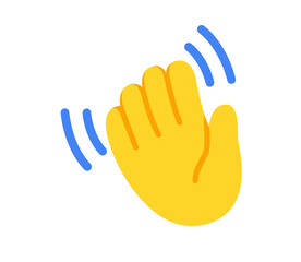 Obraz premium Waving hand vector flat icon. Isolated hello, hi, bye hand gesture emoji illustration