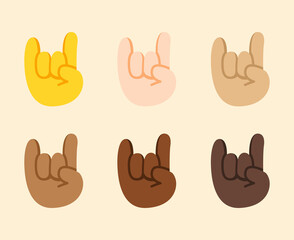 Fototapeta na wymiar Sign of the Horns Gesture Icon. Sign of the Horns hand emoji. Sign of the Horns sign. All skin tone gesture emoji