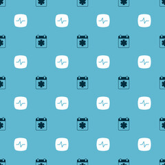 Set Doctor appointment and Heart rate on seamless pattern. Vector