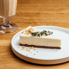 coffee and dessert in the interior of the coffee shop