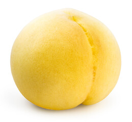 Yellow Peach fruit isolated on white background, Fresh Yellow Peach on White With clipping path. 