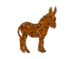 Donkey Animal symbol Golden icon Gold Glitters logo illustration