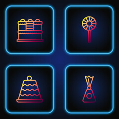 Set line Candy, Cake, and Lollipop. Gradient color icons. Vector