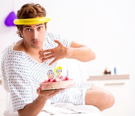 The young man celebrating his birthday in hospital
