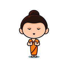 cute budha character with optional apprearance. premium kawaii vector