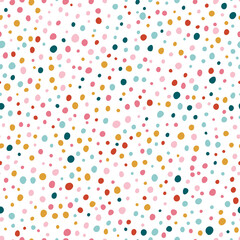 Colorful Polka Dots Vector Pattern. Abstract Doodle Stain Seamless Multicolored Background