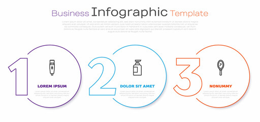 Set line Hair clipper, Bottle of shampoo and Hand mirror. Business infographic template. Vector