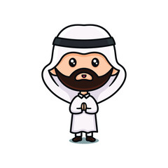 Cute arabic kids cartoon. Vector illustration