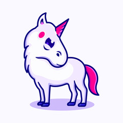 Cute cartoon unicorn. Vector illustration, isolated on white background.