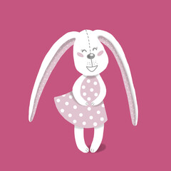 Art with a rabbit for decorating a children's holiday - postcards, stickers, merch, cards. digital art