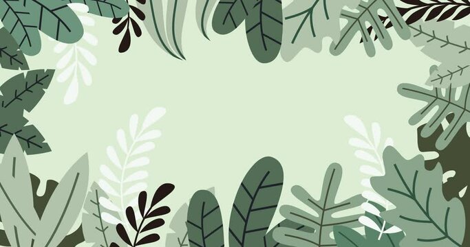 animation of leaves and flowers surrounding the background with gray color theme