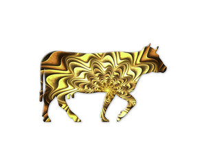 Cow Animal symbol Golden Crispy icon logo illustration
