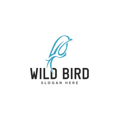 Line art templates. Wild Birds logo vector outline. Bird business logo.